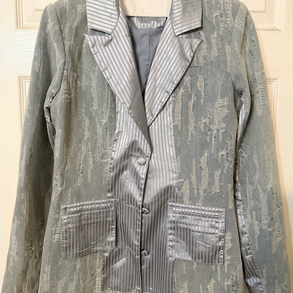 Custom blue jean and satin custom blazer!!!